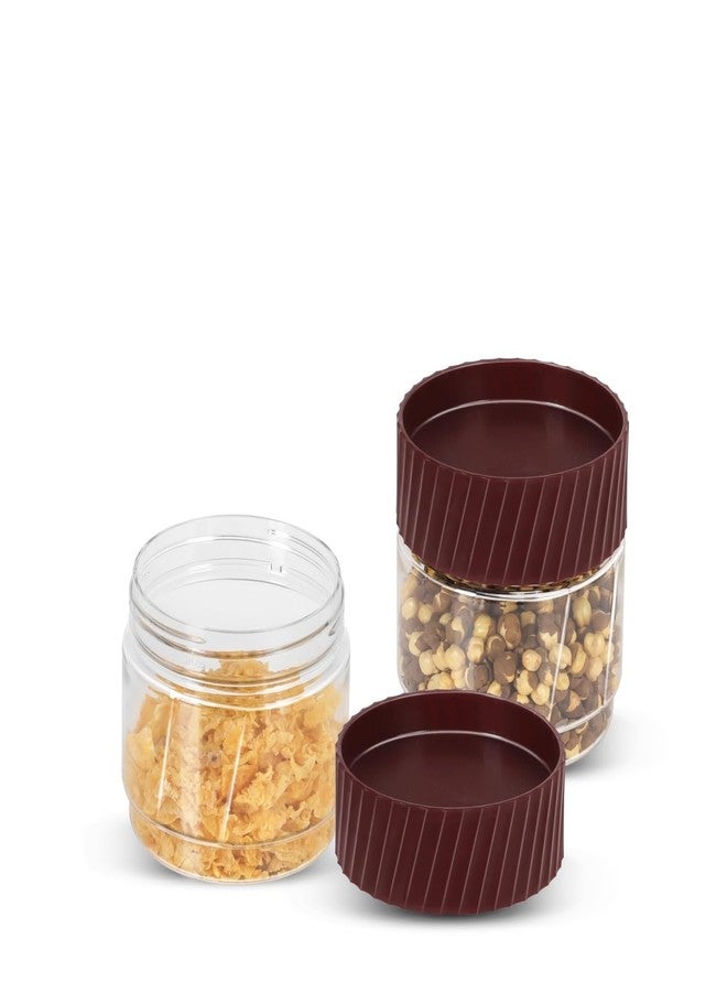 JAYPEE Plastic Kitchen Storage Container With Airtight Lid Stackable|Break Resistant - BPA-Free Plastic |Odour Safe Food Grade |500 ml |Set of 2 (Burgandy) - Image 1